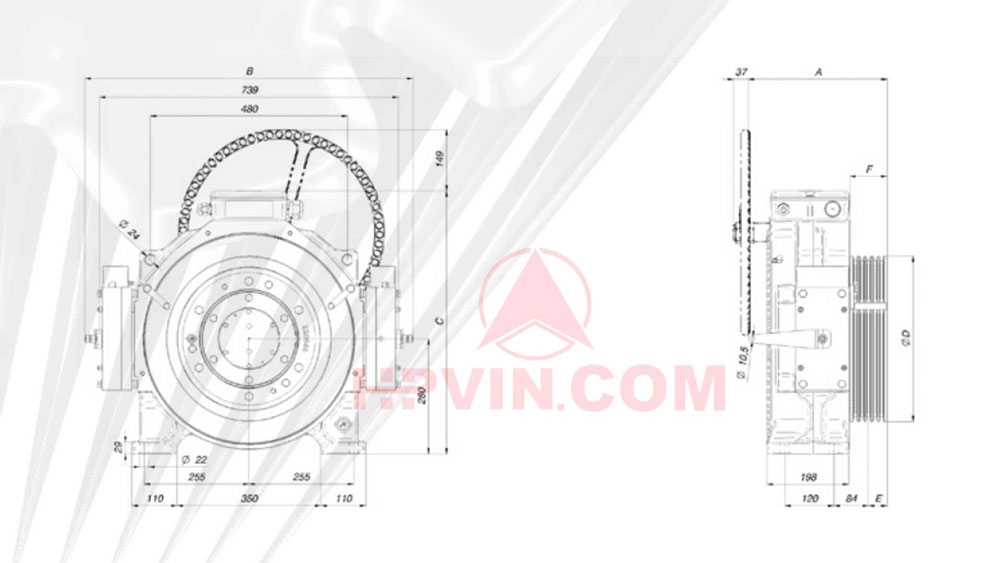 kích thước vật lý động cơ montanari mgx80