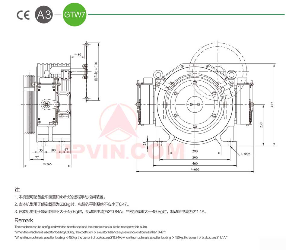 kích thước vật lý Động cơ Torin GTW7
